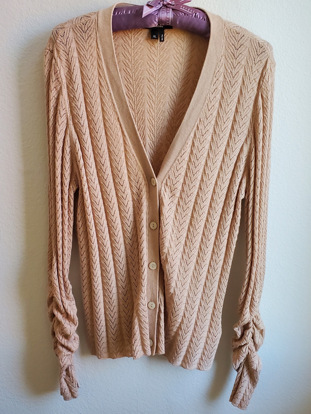 PAIGE Camel V-Neck Button Cardigan